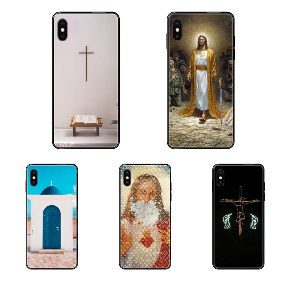 Coque de tÃ©lÃ©phone Ã  motif de croix, motif Bible, Christ, chrÃ©tien, dessin animÃ©, noir, en TPU, pour Galaxy A10S A20 A20S A20E A21S