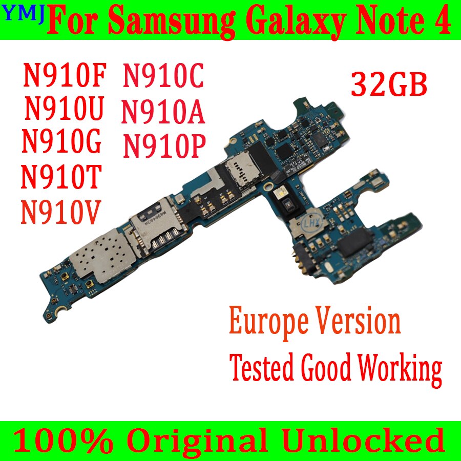 Carte mÃ¨re pour Samsung galaxy note 4 N910A N910U, version officielle, avec puces complÃ¨tes et systÃ¨me Android, version ue testÃ©e