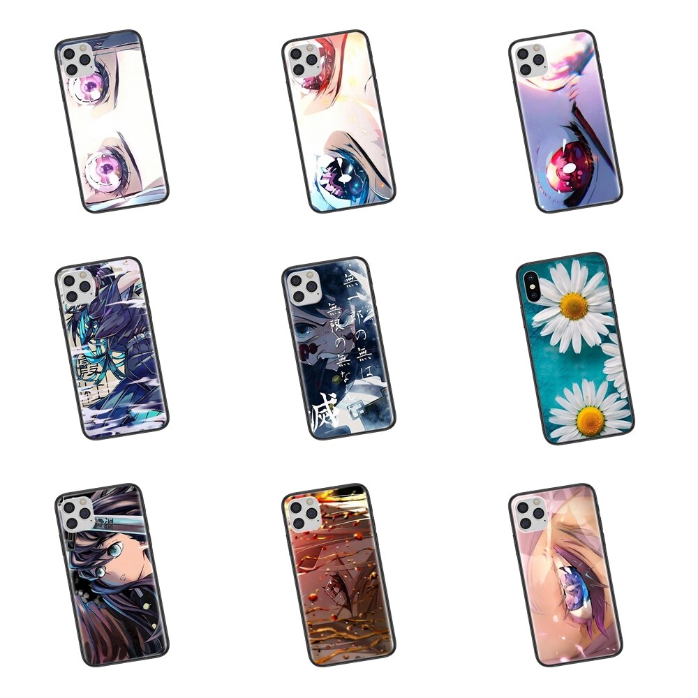 Coque noire tendance 3D, dessin animÃ©, Demon Slayer Eyes, pour Redmi Note 10, 9, 9S, 9T, 8, 8T, 7, 6, 5, 5A, 4 Pro Max, 4G, 5G