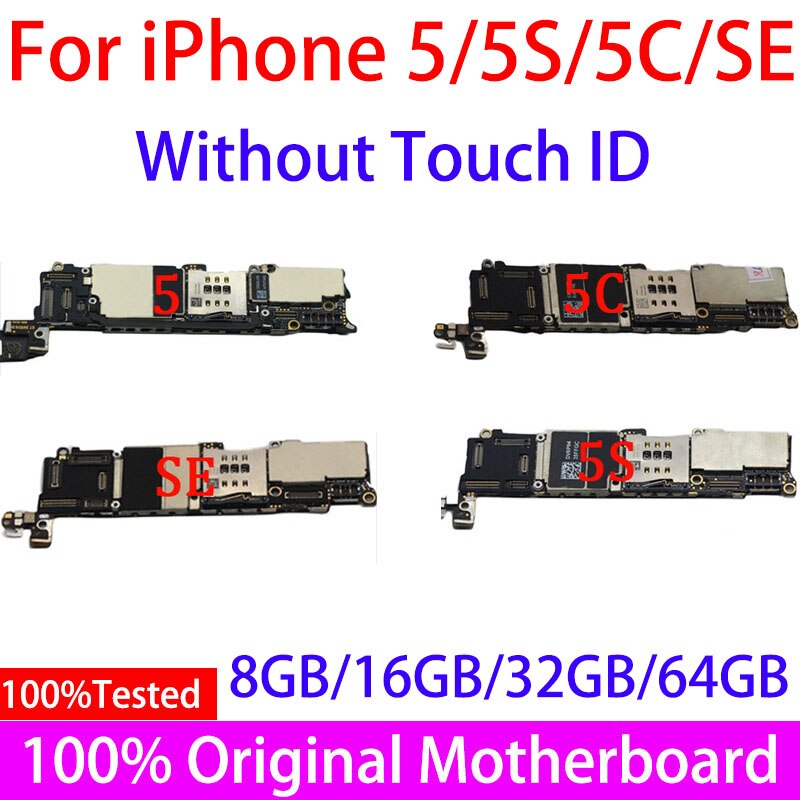 Carte mÃ¨re 100% originale dÃ©bloquÃ©e pour iphone 5 5s 5c SE, avec iCloud gratuit, sans Touch ID, circuit imprimÃ© complet avec puces