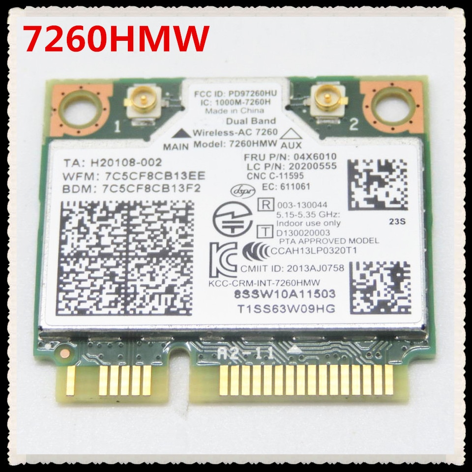 Mini carte rÃ©seau Bluetooth 7260, pour lenovo S310 S410 S410P M440 FLEX E93z, 7260HMW FRU 04X6090 4.0 ac 7260ac