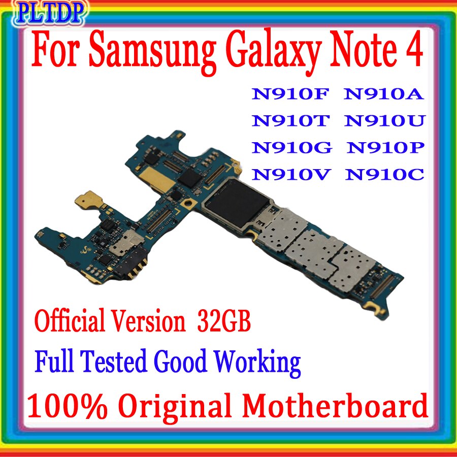 Carte mÃ¨re originale 100% originale dÃ©bloquÃ©e en usine pour Samsung Galaxy Note 4, N910U, N910A, circuit imprimÃ© complet avec puces, testÃ©e