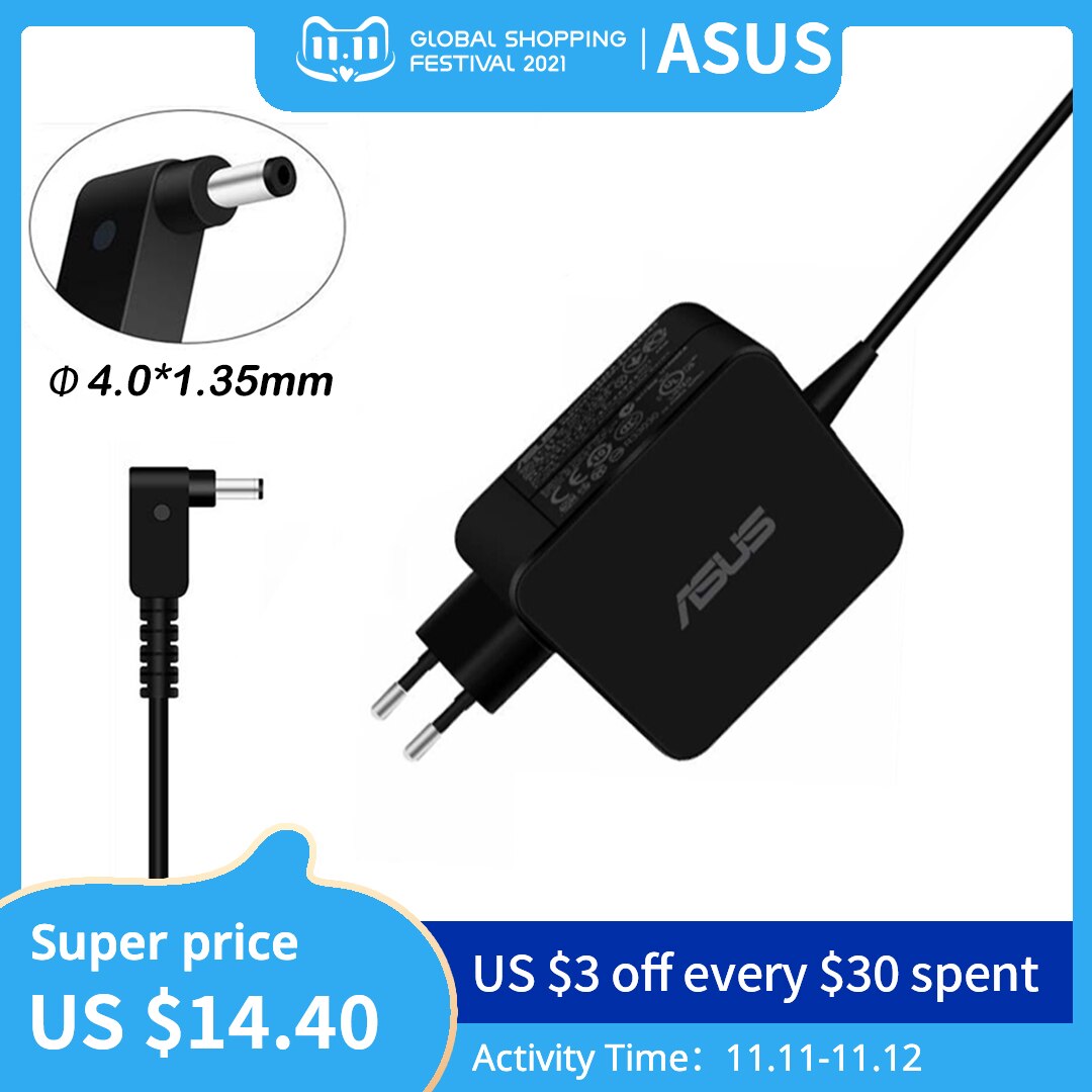 Adaptateur de chargeur d'alimentation 19V, 2,37a, 45W, 4.0x1.35mm, pour Asus M533IA, F541U, X712FA, S533FA, S513IA, S530UA, S532FA, S512FA, S530FA, X412UA