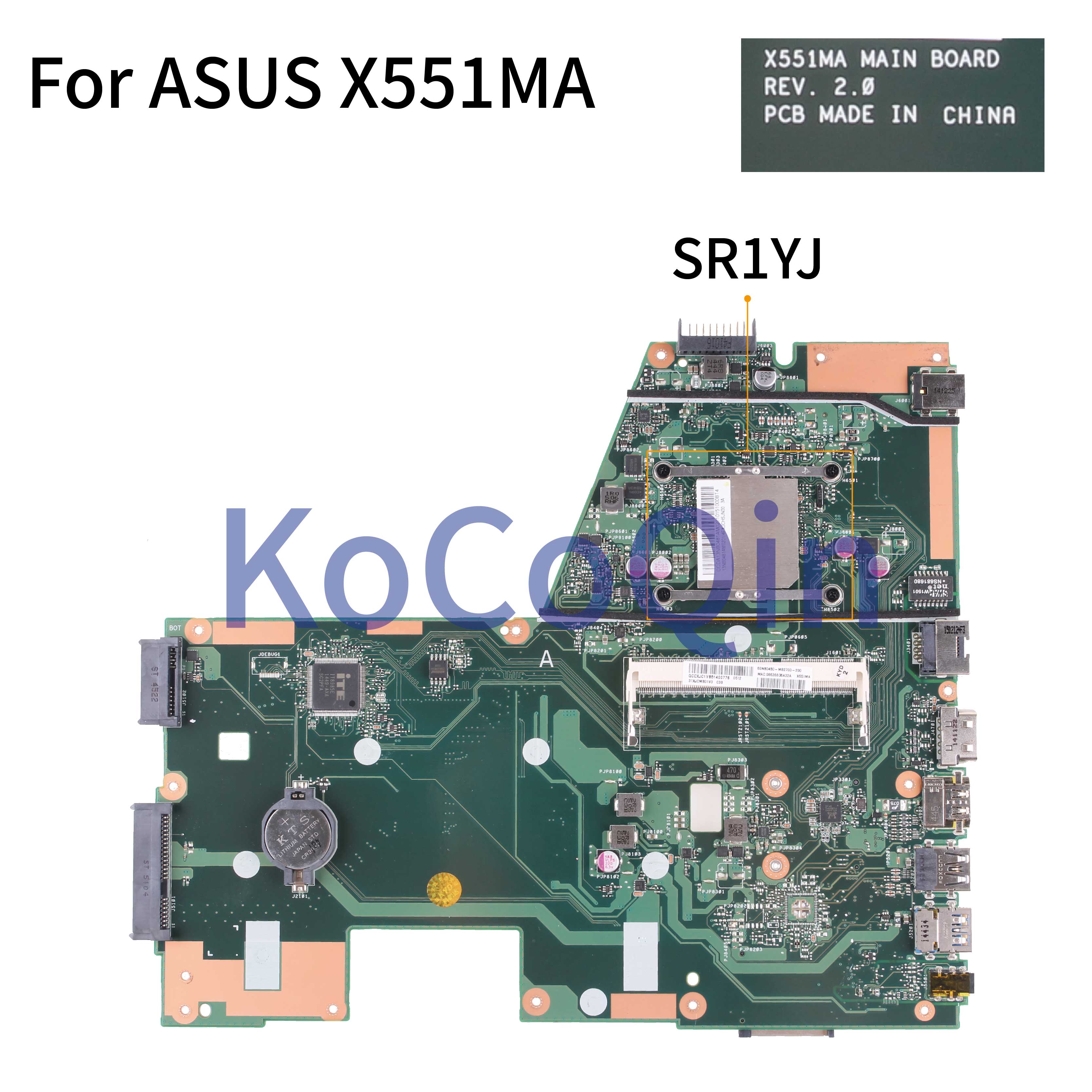 Carte mÃ¨re X551MA pour ASUS D550M F551M X551MA N2820 N2830, REV.2.0 SR1YJS, pour ordinateur portable