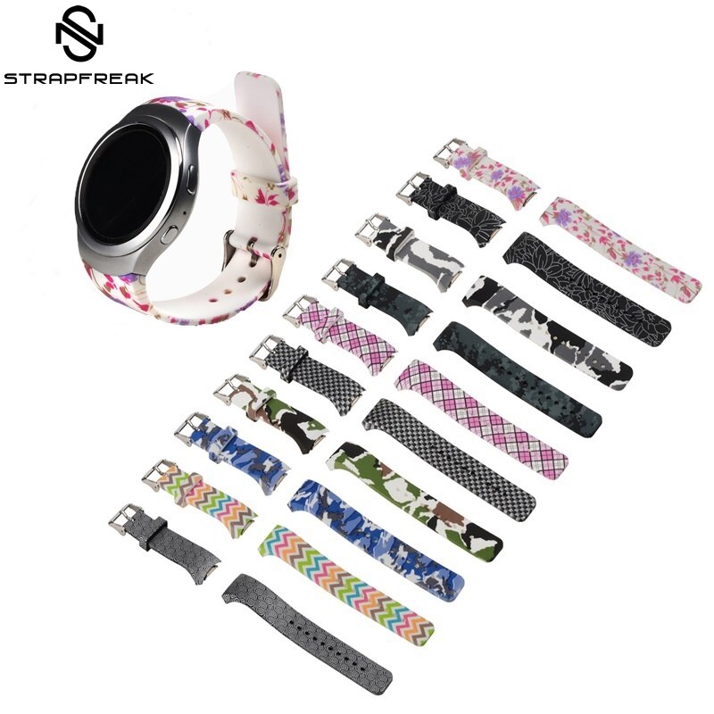 Bracelet de montre en caoutchouc avec impression florale, pour Samsung Gear S2 R720, pour hommes et femmes, Bracelet de rechange pour montre intelligente