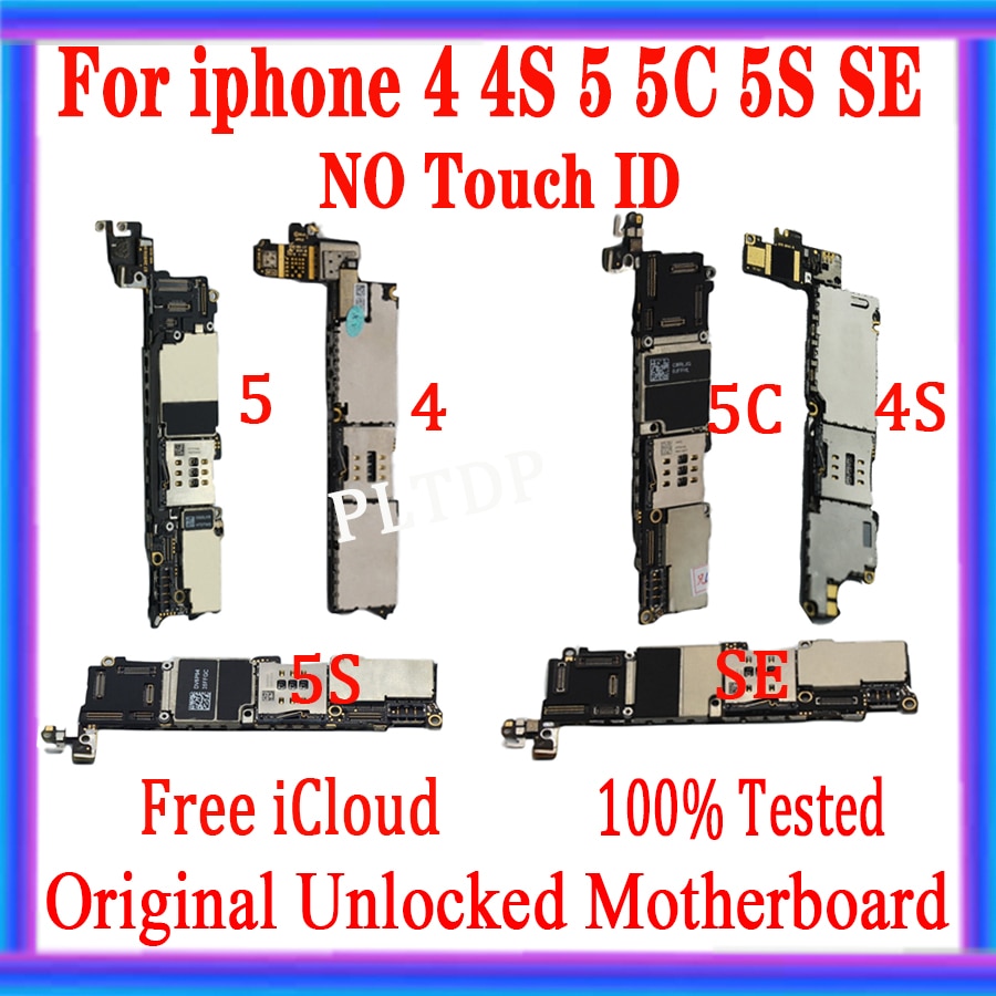 Carte mÃ¨re 100% originale dÃ©bloquÃ©e pour iphone 4s/5/5C/5s/SE, avec iCloud libre, 8/16/32/64 go, circuit imprimÃ© principal