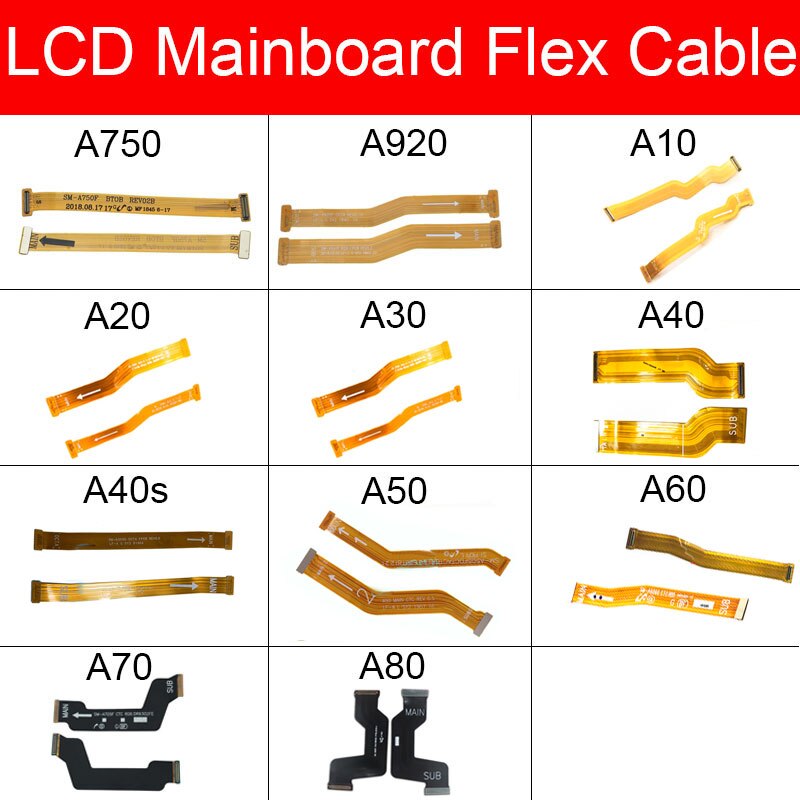 CÃ¢ble flexible de carte principale pour Samsung Galaxy A10 A20 A30 A40 A50 A60 A70 A40S A920 A750 piÃ¨ces de ruban de cÃ¢ble flexible de carte mÃ¨re LCD