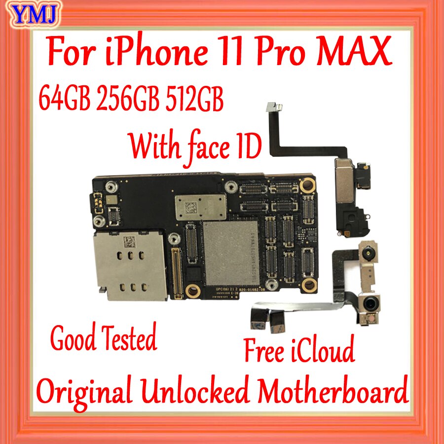 Carte mÃ¨re originale dÃ©bloquÃ©e en usine pour iPhone 11 Pro max, avec/sans Face ID, avec prise en charge des mises Ã  jour, circuit imprimÃ© principal, livraison gratuite